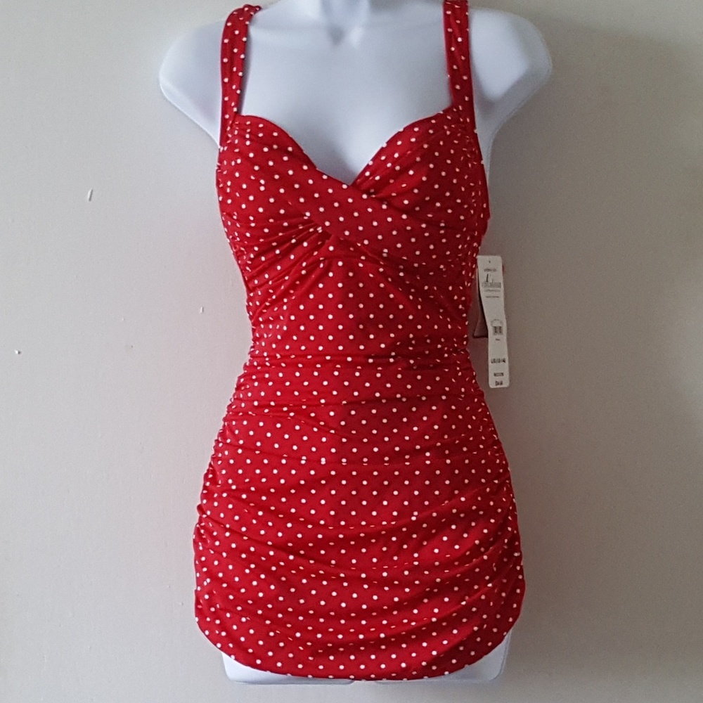 Suddenly Slim by Catalina Polka Dot Swimsuit